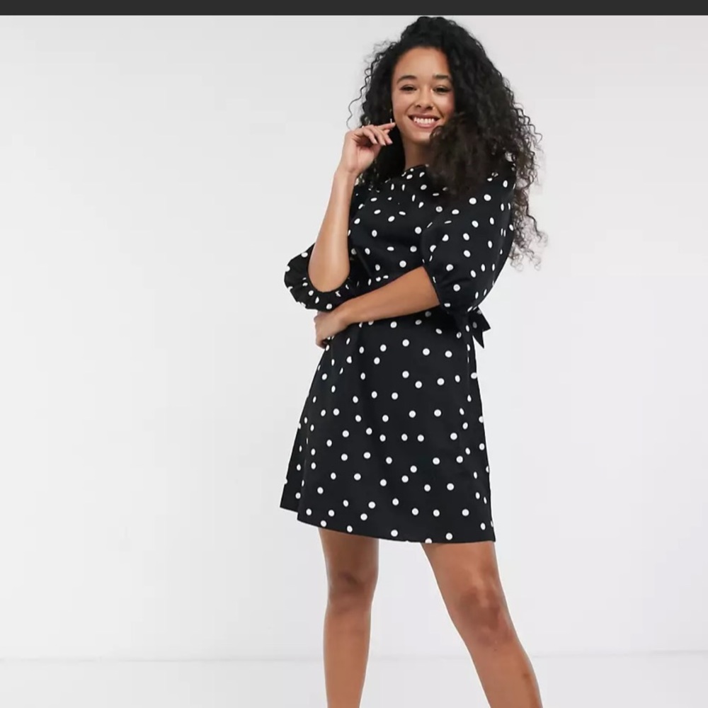 New Look Mini Polka Dot Belted Dress